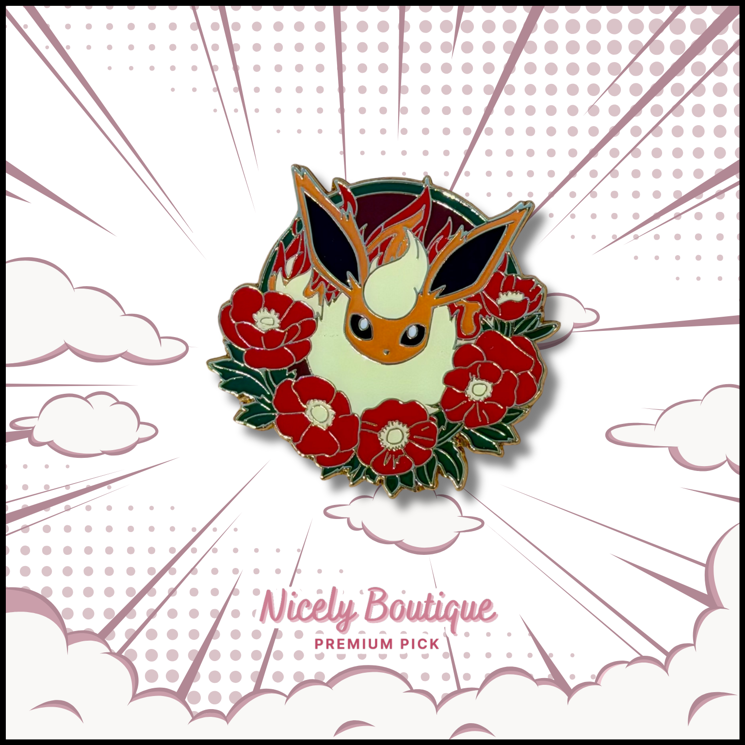 cute elemental fox evolution enamel pin fantasy creature
