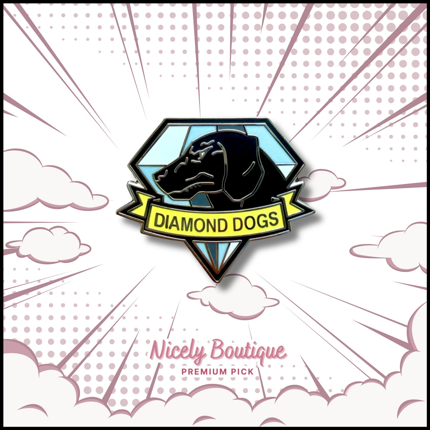 Diamond Dogs wolf emblem enamel pin inspired by Metal Gear Solid