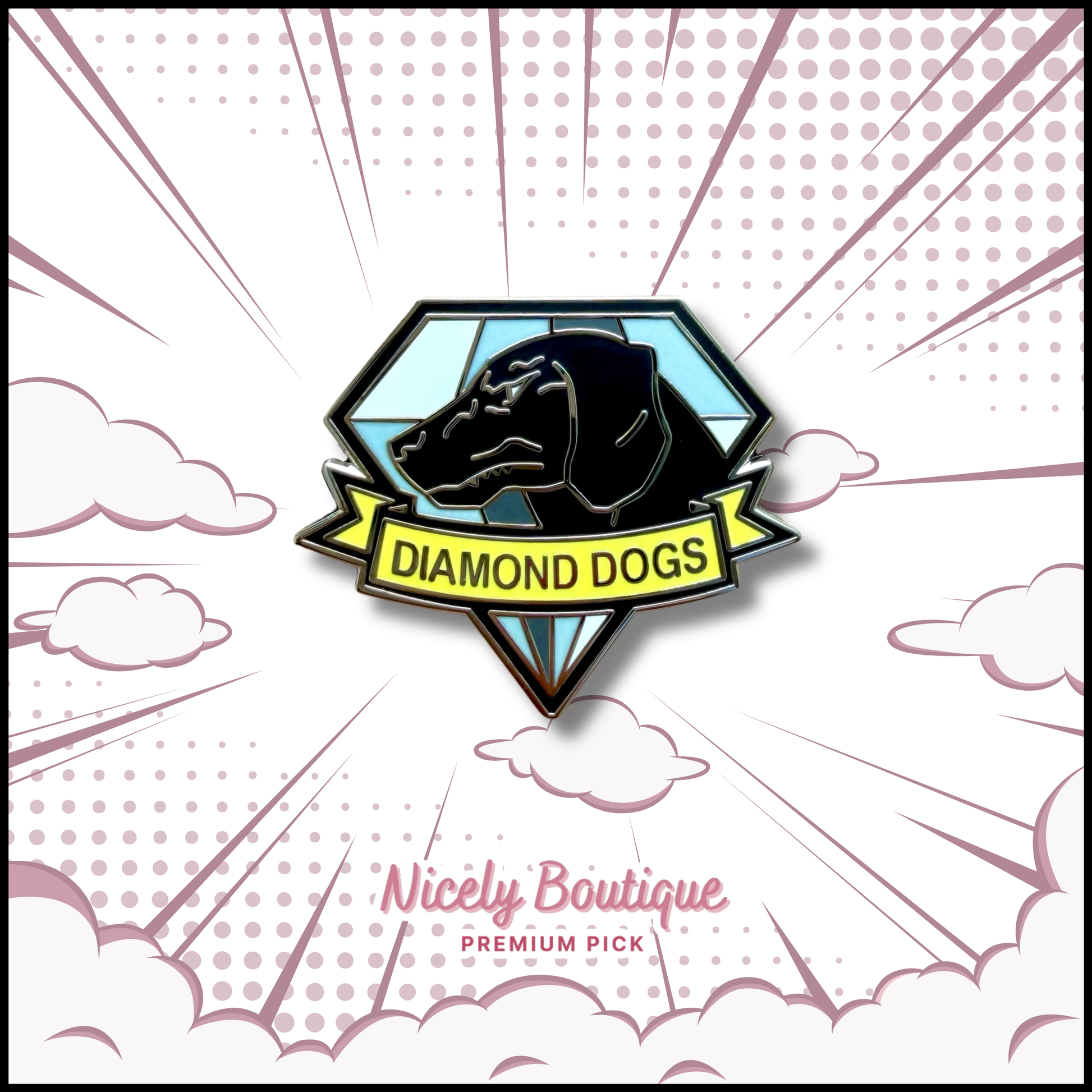 Diamond Dogs wolf emblem enamel pin inspired by Metal Gear Solid